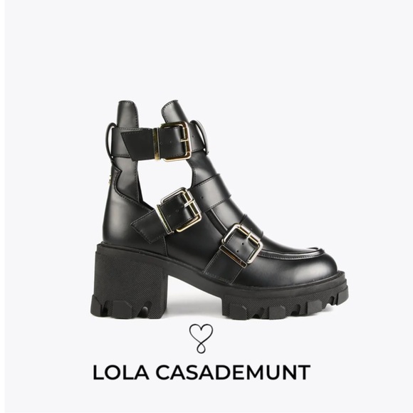lola casademunt Shoes - Lola Casademunt Buckle Anke Black Combat Boot